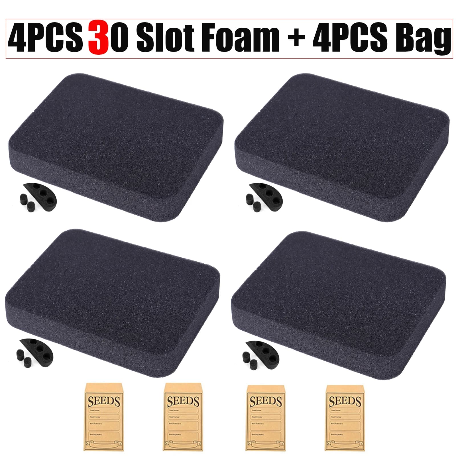4PCS/LOT 30 Slot Foam Organizer Pad with Removable Dividers for 10ml Nail Polishes Essential Oils - Bottom Section Not Included