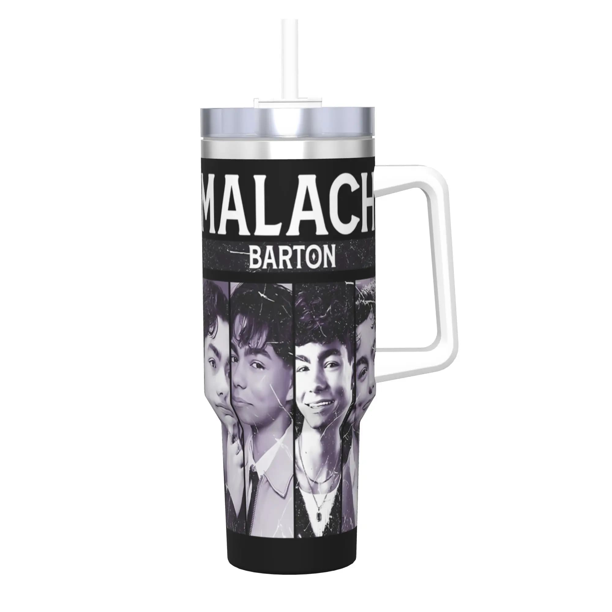 Tumbler in Acciaio Inox Malachi Bartons, Tazza da Campeggio con Cannuccia e Coperchio, 40oz, per Auto, Bevande Calde e Acqua