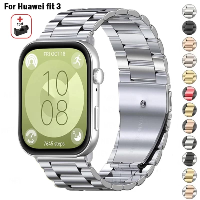Cinturino per cinturino dell'orologio per Huawei Watch Fit 3 Smartwatch cinturino in acciaio inossidabile per Huawei Watch Fit3 cinturino in metallo Correa