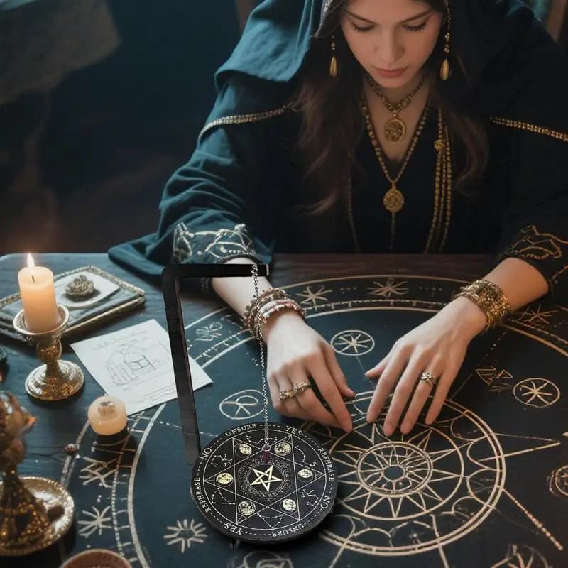 Pannello a pendolo per divinazione Set di tabelloni per divinazione a pendolo Rituale mistico Forniture per streghe metafistiche verticali per la meditazione