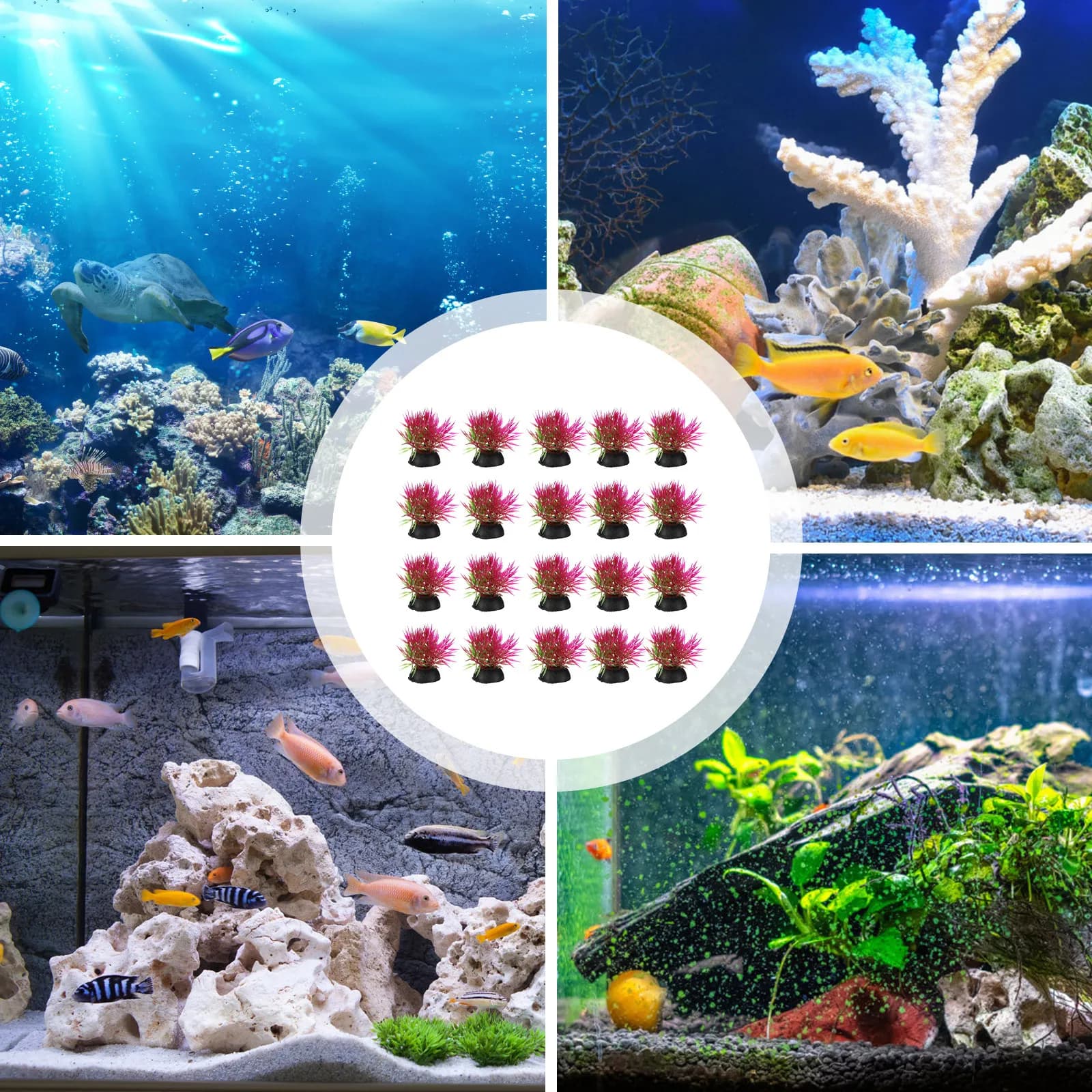 20Pcs Premium Artificial Water Plant Decor for Fish Tank Aquarium Landscape Props Safe Non-Toxic Plastic Aquatic Plants Decor
