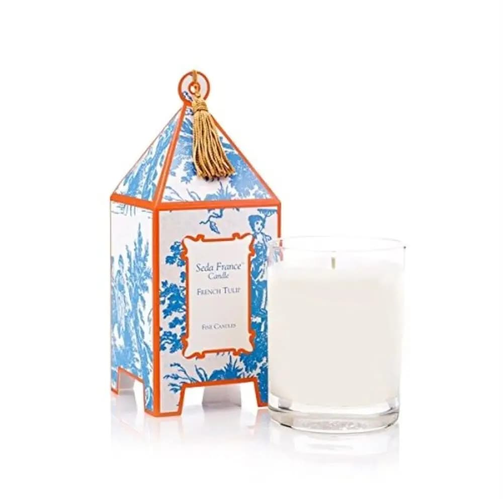 Elegante Candela a Forma di Tulipano Ispirata allo Stile Giapponese - Design Raffinato a Pagoda
