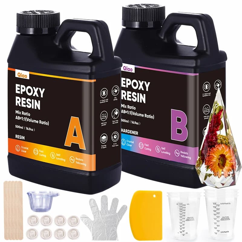 Bubble-Free Epoxy Resin Kit – Crystal Clear, Anti-Yellowing, 1:1 Easy Mixing Epoxy Resin for DIY Crafts & Resin Molds