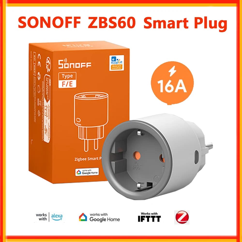 SONOFF S60ZB TPF EU Zigbee Smart Plug with Energy Monitor Smart Home, Smart Home, Remote Control Timer Smart Zigbee Socket Need Zigbee Hub