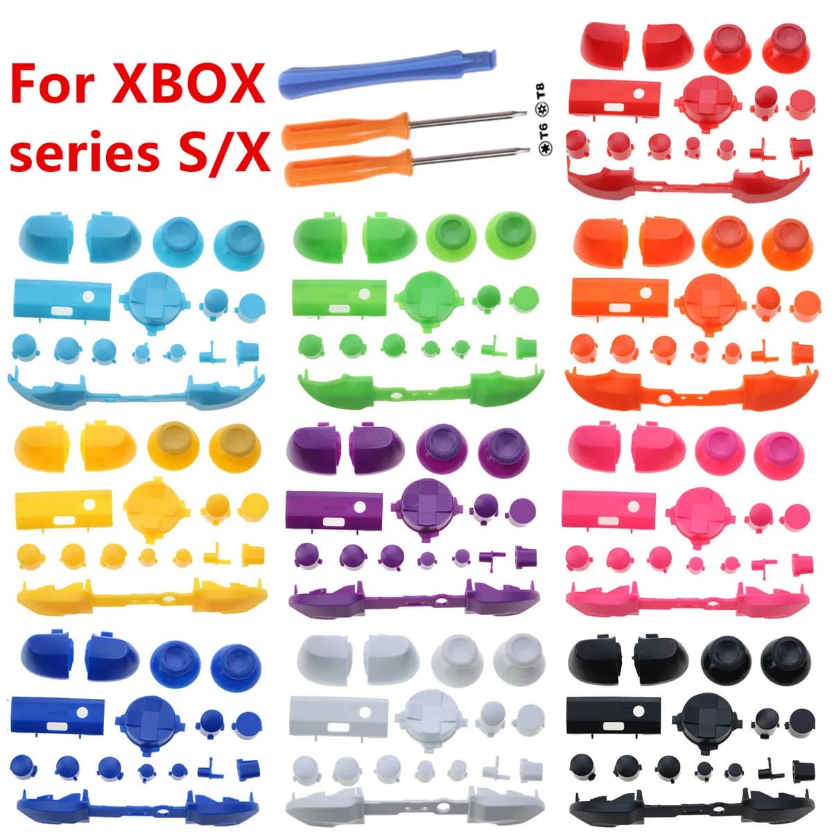 Tasti personalizzati Set completo di pulsanti di ricambio per Controller Xbox Series X S ABXY Trigger Grips parti in Stick con Kit di strumenti di smontaggio