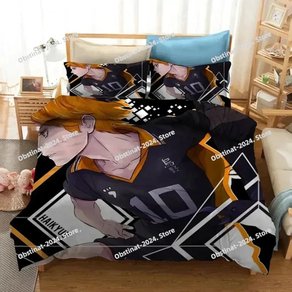 3D Cartoon Anime Haikyuu Set biancheria da letto Pallavolo Ragazzi Copripiumino Completo Queen King Size Federa Letto Stampato Singolo Lenzuolo