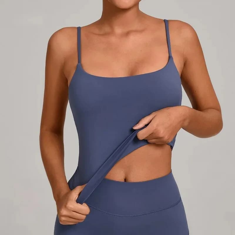 Top Sportivo da Donna Nude per Yoga, Fitness, Corsa e Allenamento, con Spalline Sottili e Design a Schiena Scoperta, Anti-Shock