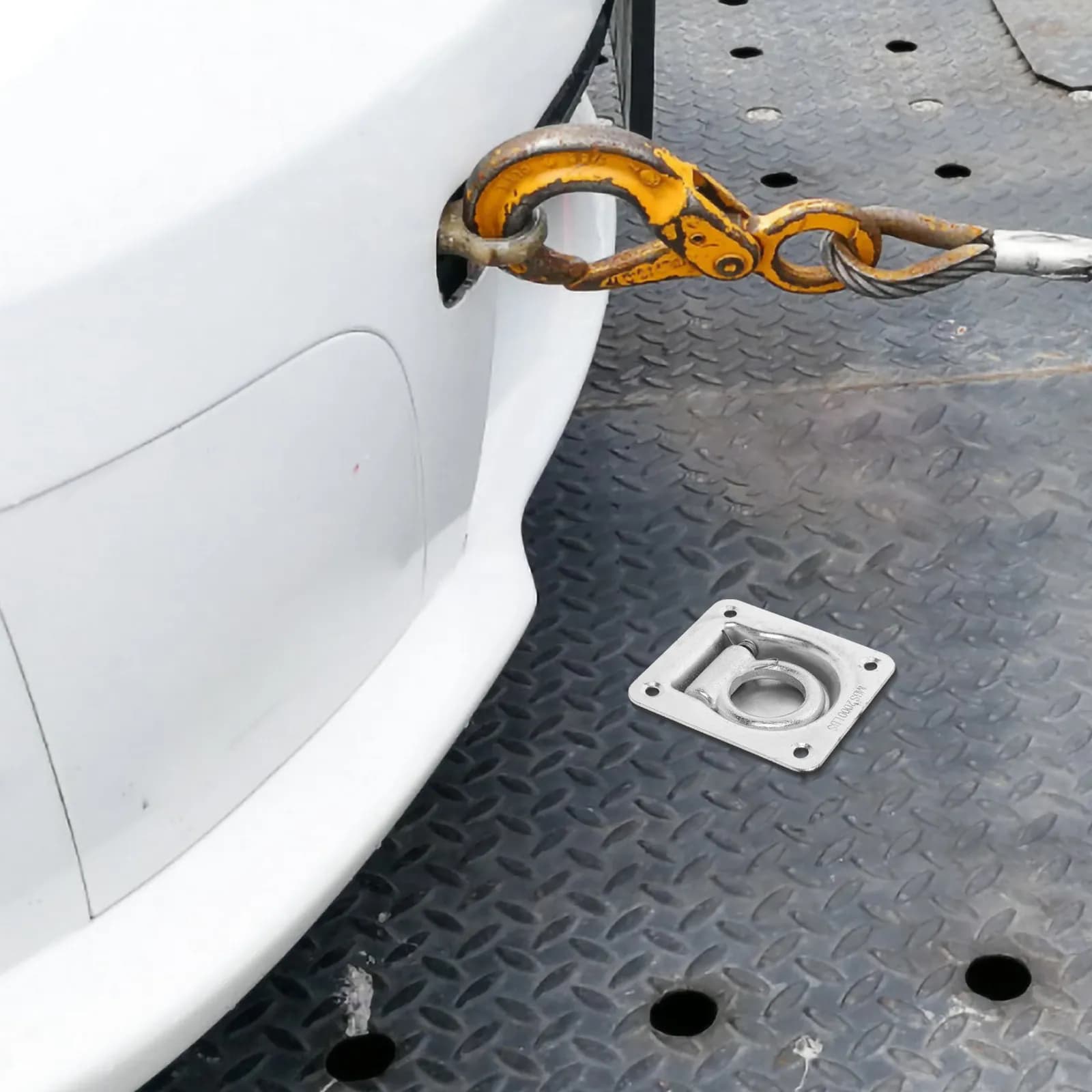 Ancoraggio per Rimorchio in Acciaio al Carbonio Solido con Maniglia a Scomparsa a Ritorno Automatico per Portello del Pavimento del Rimorchio, Chiusura per Porta, Maniglia a Tirante per Pavimento Barca