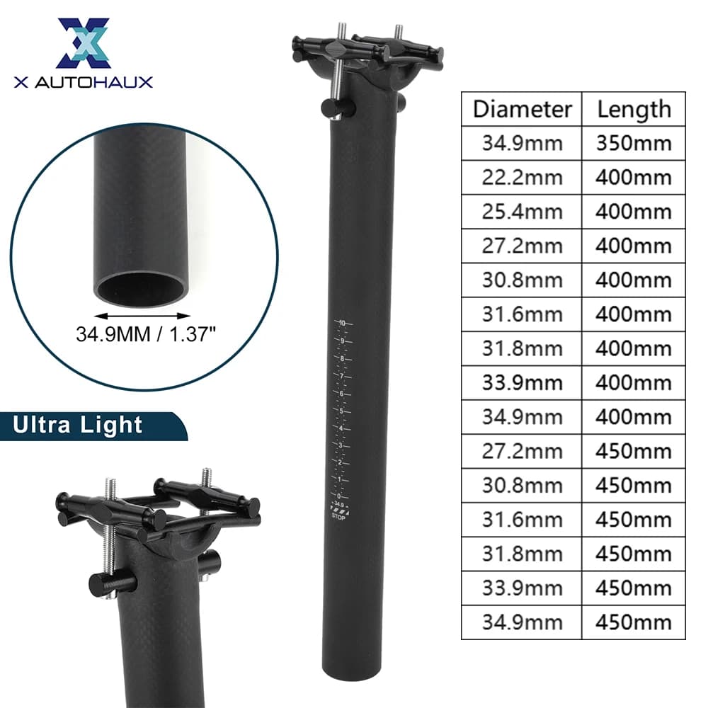 X Autohaux Bici Ultra Light Black Carbon Fiber Brake 22.2 25.4 27.2 34.9x350mm 400mm 450mm