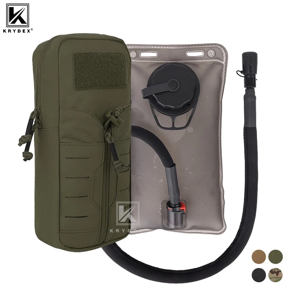 KRYDEX Tactical 1L Hydration Bladder Pouch MOLLE Hydra Carrier Pack 34oz Water Bag Outdoor Hiking Travel Accessories