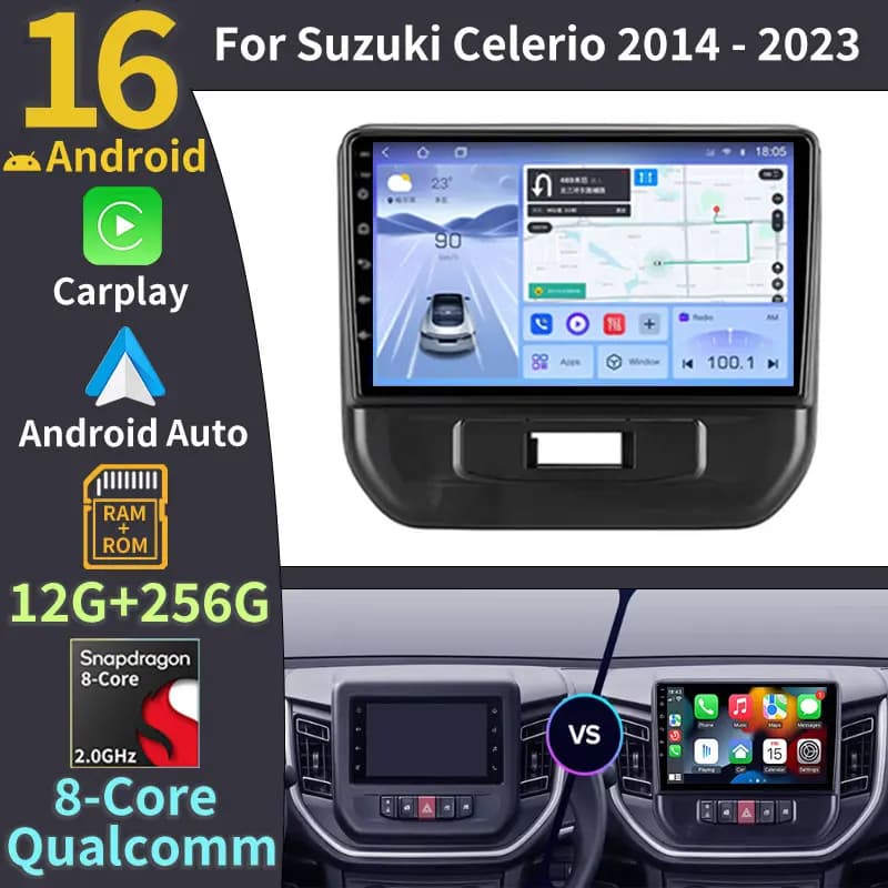 Android 16 Car Radio For Suzuki Celerio 2014 2015 - 2023 GPS NAVI Multimedia Stereo Video Player WIFI 2DIN Qualcomm BT 2K QLED