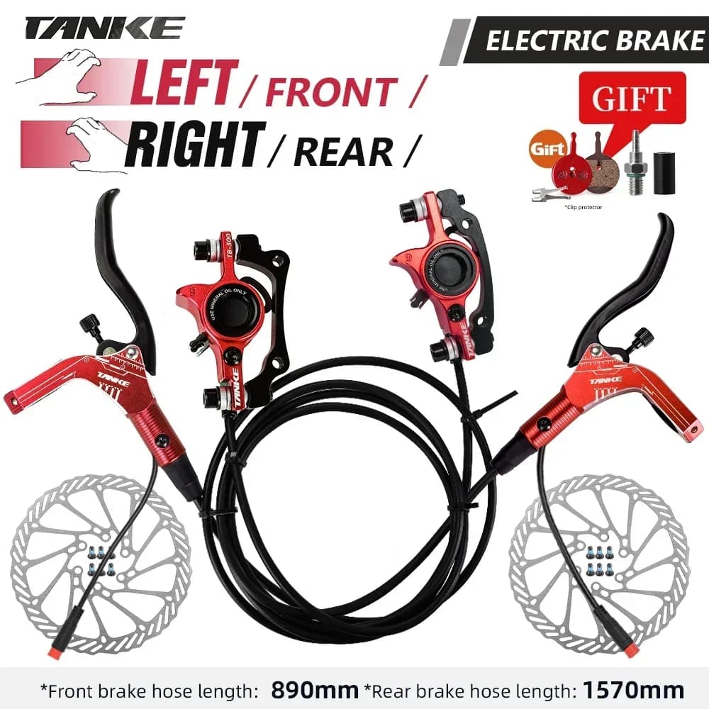 TANKE E-Bike MTB Freni per biciclette Rotori da 160mm Set di freni a disco idraulici in lega di alluminio Cambio di controllo dell'alimentazione per scooter elettrico