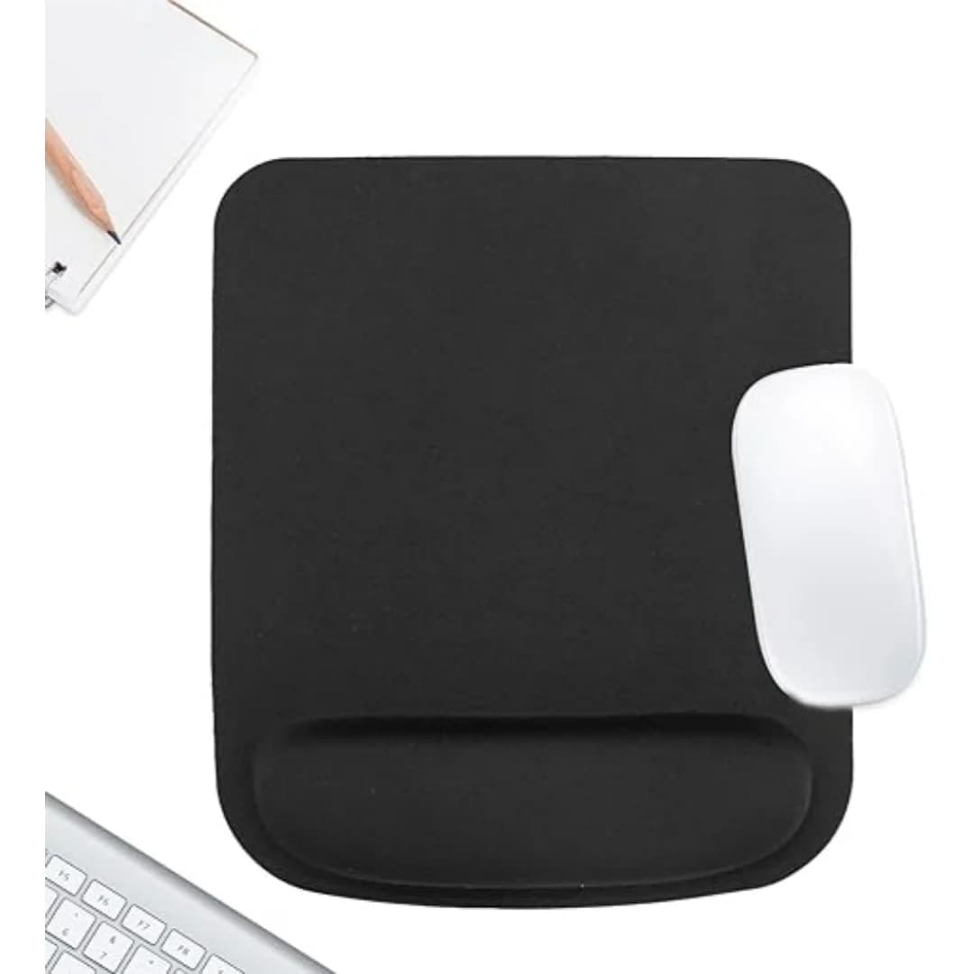 Tappetino per mouse nero antiscivolo con supporto per il polso - Comodo tappetino ergonomico per laptop, PC, ufficio e gaming, per alleviare il dolore