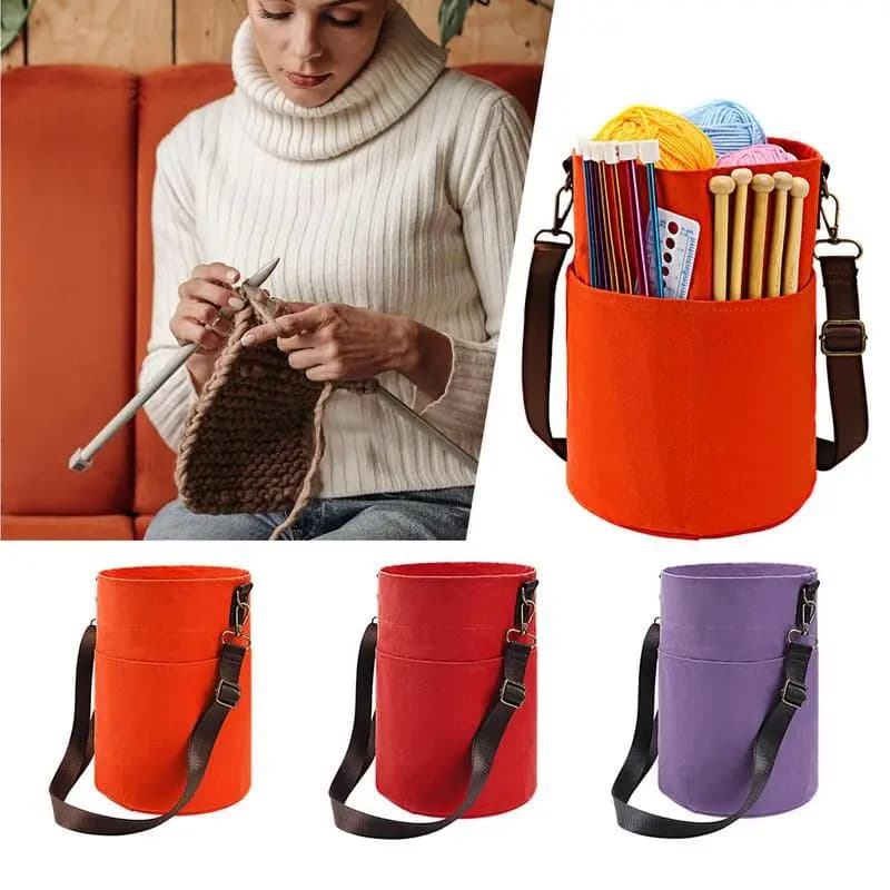 Organizzatore di stoccaggio del filato uncinetti Organizer Pouch accessori per maglieria borsa Organizer con coulisse per aghi di matasse del filato