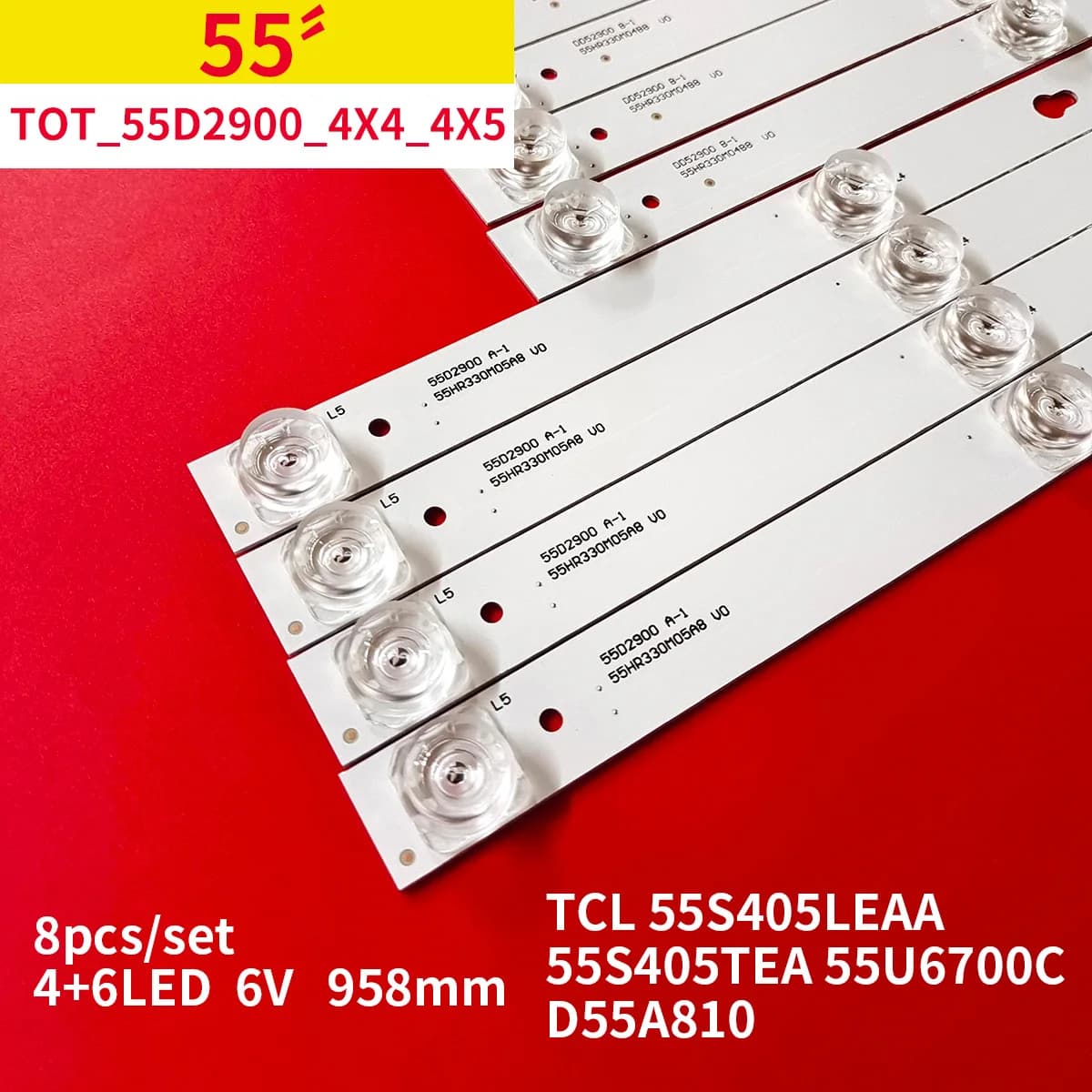 LED Backlight Strip for TCL 55S405LEA TOT_55D2900_4X4_4X5 AB 55HR330M04A6 55HR330M04B6 4C-LB5504-HR 55S405TEA 55U6700C D55A810