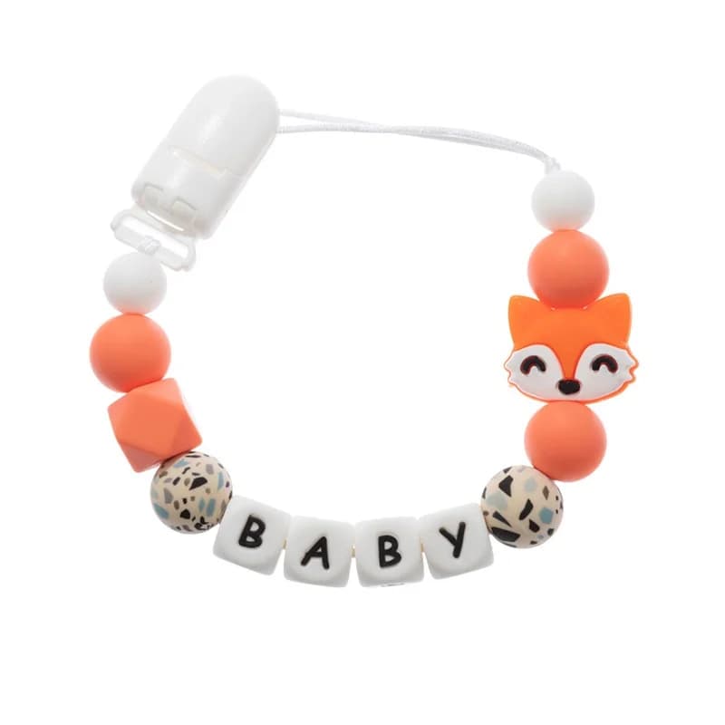 Cartoon Personalized Name Handmade Pacifier Clips Holder Silicone Pacifier Chains Koala Fox Baby Teether Teething Toy