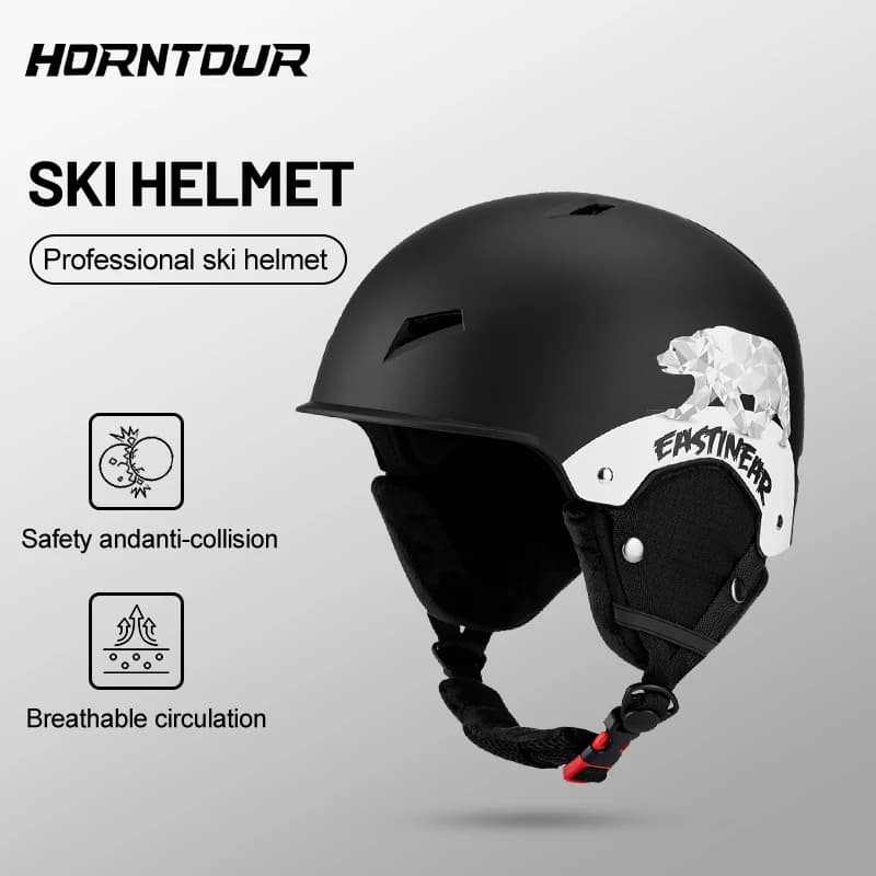 Casco da sci Horntour Occhiali Casco Integrato per adulti, uomini e donne, bambini, equipaggiamento protettivo per sci all'aperto, equipaggiamento di sicurezza