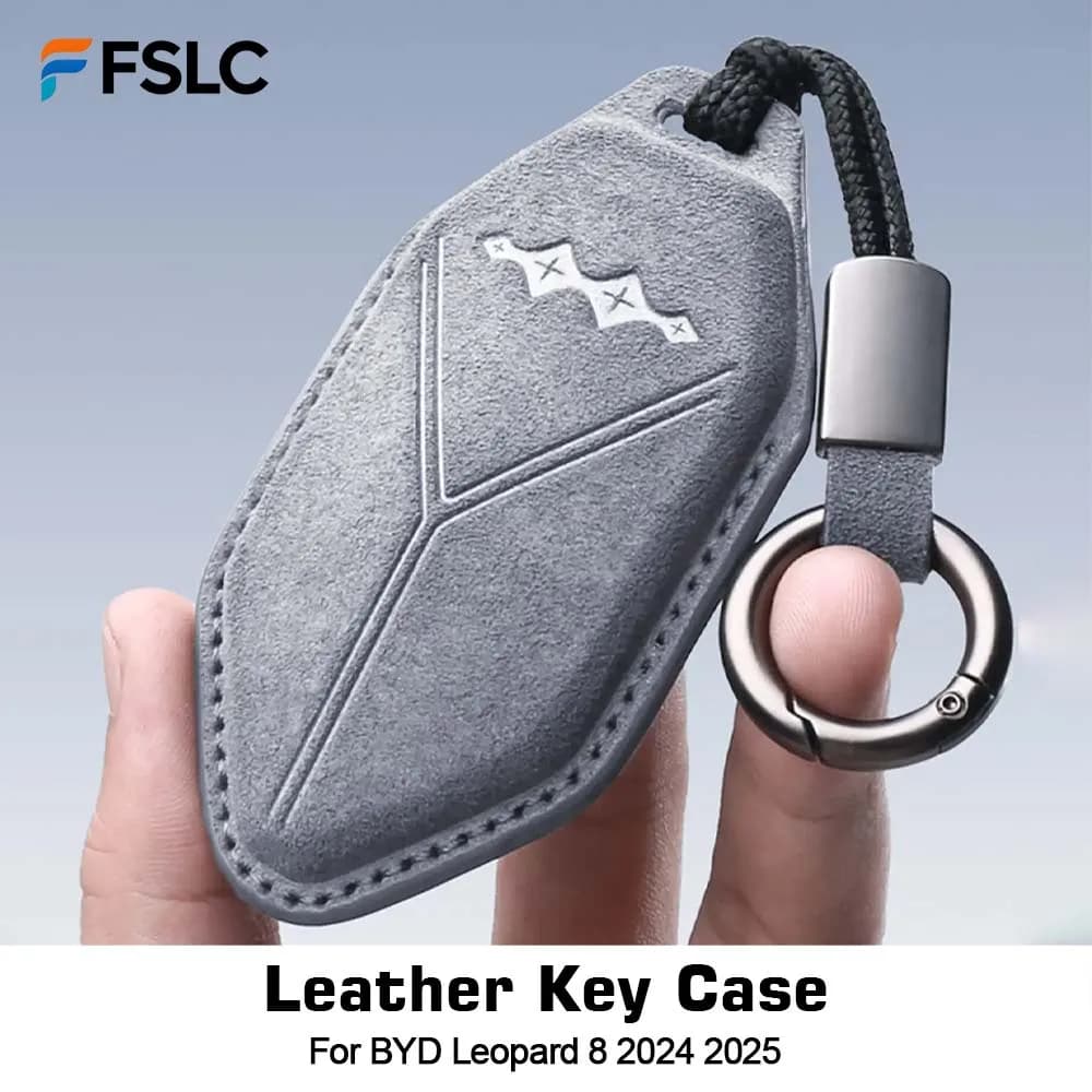⭐ Genuino ⭐ Per BYD Leopard 8 2024 2025 Car Styling Custodia chiave in pelle Copertura chiave NFC Card Protezione Cover Shell Fibbia Pelle scamosciata Auto