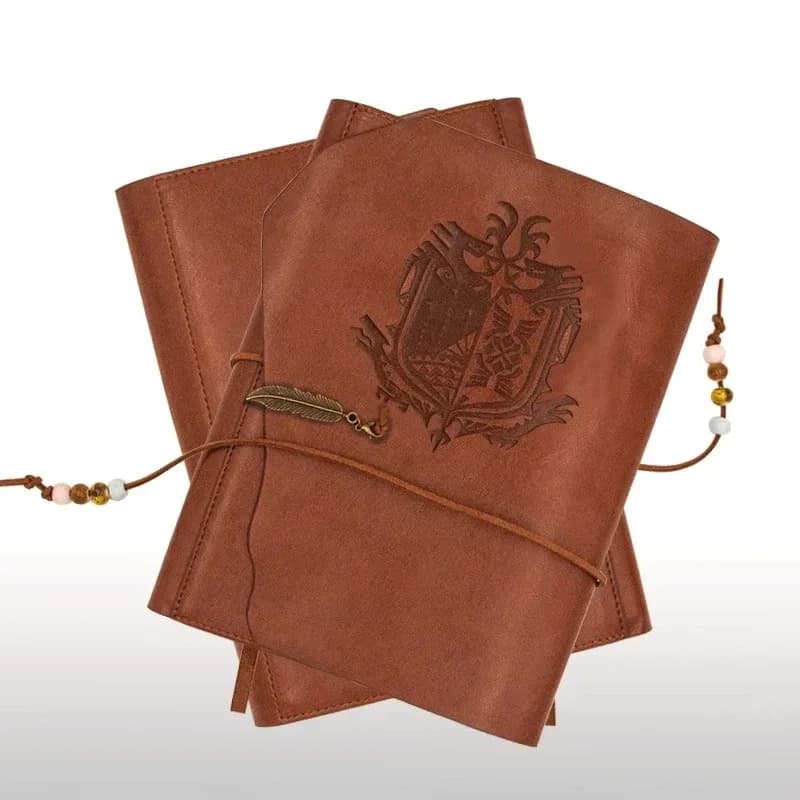 DY20Anime Retro Notebook Monster Hunter Cosplay PU Leather Journal Diary Workbook Hand Book Binders Gift Prop25