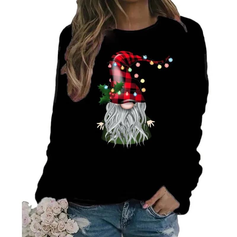 Felpa con cappuccio girocollo a maniche lunghe con stampa natalizia da donna Felpa casual estetica streetwear Felpe moda di strada femminile
