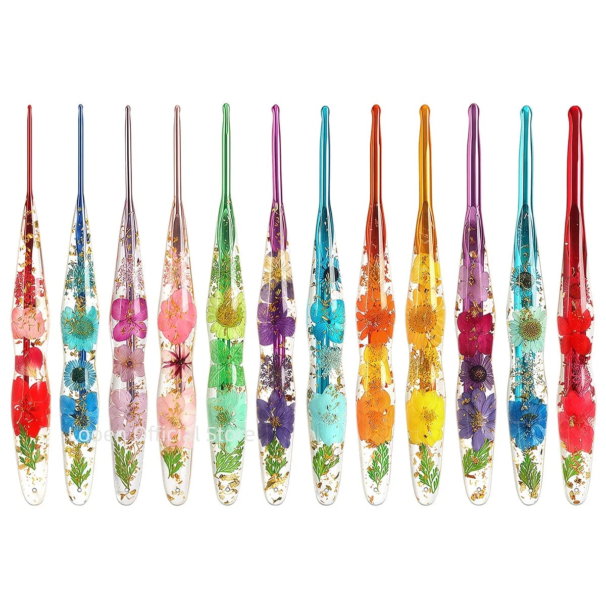1/3/9/12pcs 2.0-8.0mm Crochet Hook Tools Set Ergonomic Floral Resin Knitting Needles DIY Yarn Weaving Sewing Tools for Beginner