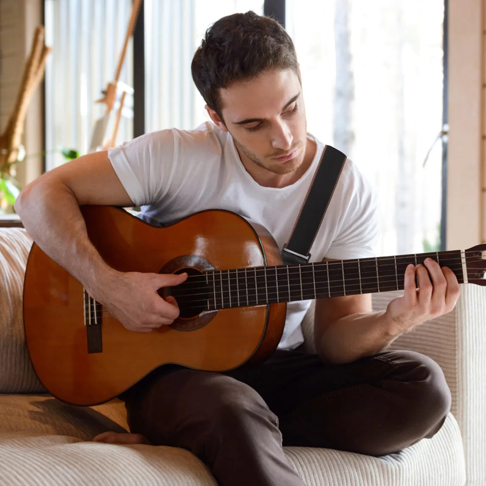 Tracolla per Chitarra con Porta Plettri, Allargata e Regolabile, per Chitarra Elettrica, Acustica, Basso, e Tracolla per Grancassa da Marcia con Supporto Antipressione