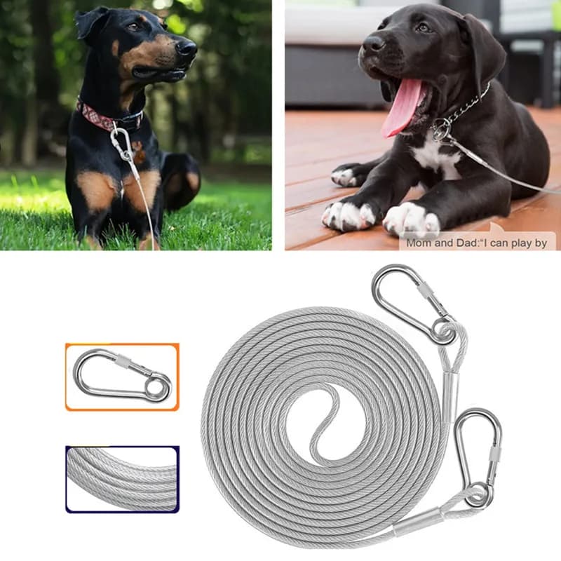 Nuovo Cavo di Ancoraggio per Cani, Guinzaglio da Giardino da 4,6/9/15 Metri, Guinzaglio in Filo Metallico con Clip Premium per Cani Sotto i 113 kg