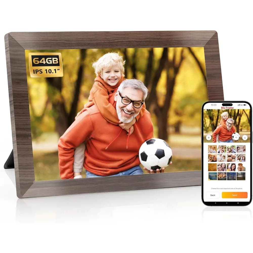 Cornice Digitale HD da 10.1 Pollici con Schermo Touch, 64GB, WiFi, Rotazione Automatica e Sensore di Movimento