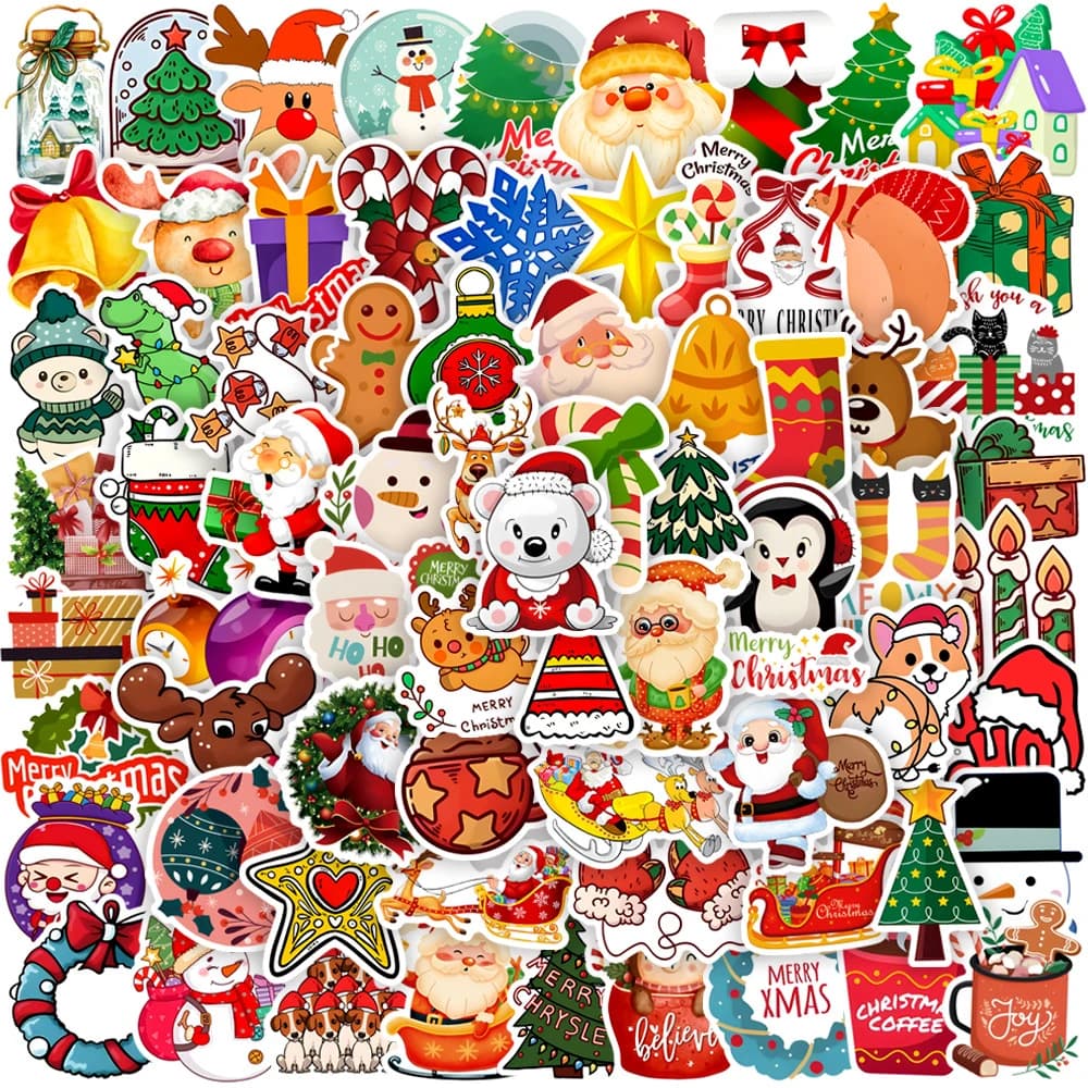 10/30/50/100pcs Di Natale Del Fumetto Graffiti Adesivi Carino Babbo Natale Adesivo Impermeabile FAI DA TE Laptop Bagagli Telefono Decalcomanie giocattolo regalo