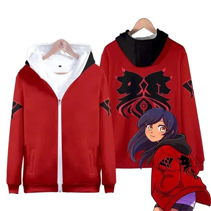 ★ Costume di Halloween per Cosplay, Felpa con Cappuccio Aphmau, Giacca Varsity Aaron con Zip, Felpa Stampata con Zip ♥ Tutte le parti del paese
