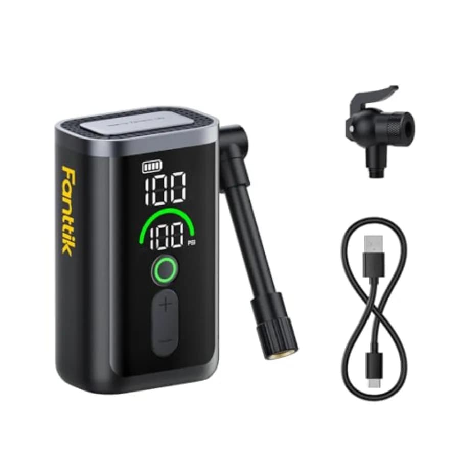 Pompa per Bicicletta X11 Ace Mini 21s, Gonfiaggio Rapido con Manometro 150PSI, Pompa Elettrica Portatile con Valvole Presta e Schrader
