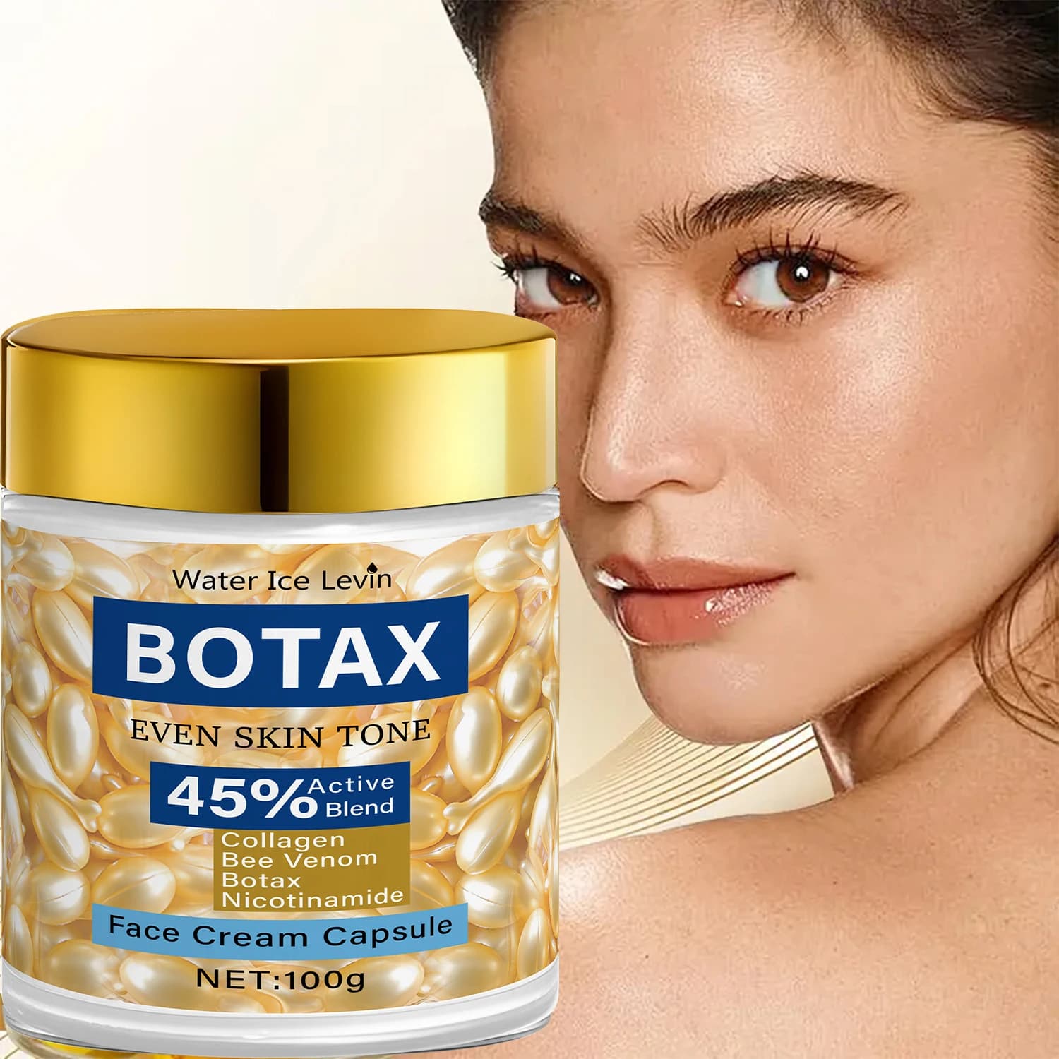 Acqua lce Levin BOTAX Capsule viso tono uniforme 100g | 45% Collagene attivo + Niacinamide