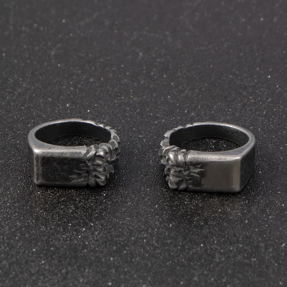 1Pcs European and American Retro Men's Stainless Steel Ring, Bold Hip-Hop Half-Ring with Crushed Stone Design