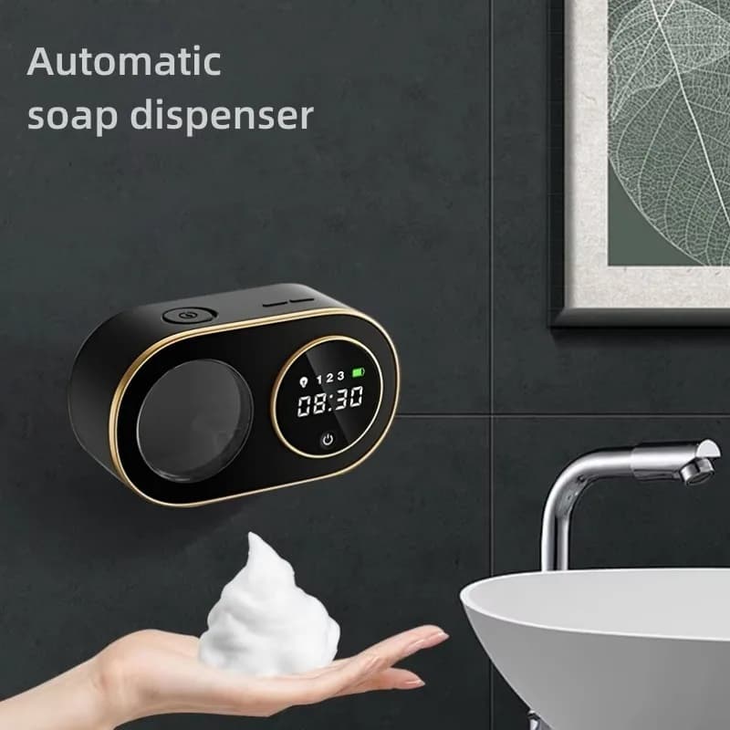 Dispenser Automatico di Sapone Schiumogeno Intelligente con Schermo LED, 3000mAh, 320ml, 3 Livelli, Ricaricabile, Senza Contatto, con Sensore