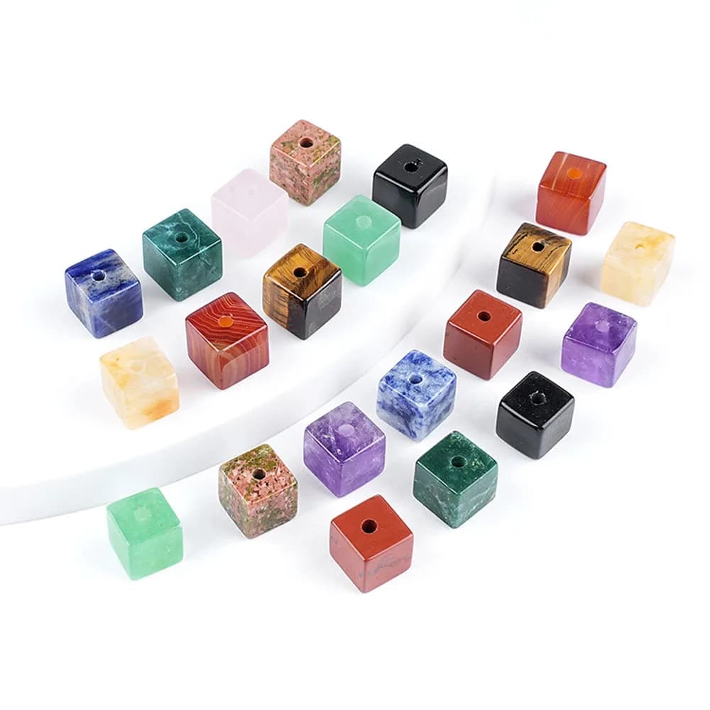 5 pz/confezione Cubi di Cristallo da 10 mm con Fori Grandi da 2 mm, Distanziatori per Bracciali e Collane Fai da Te, Perline Sciolte, Accessori in Cristallo Naturale