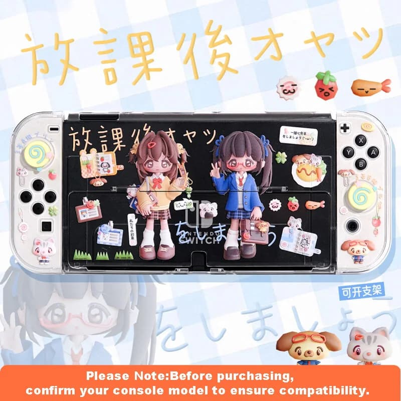 Custodia protettiva After School Days compatibile con Nintendo Switch / OLED - Guscio rigido staccabile e agganciabile a tema scuola giapponese