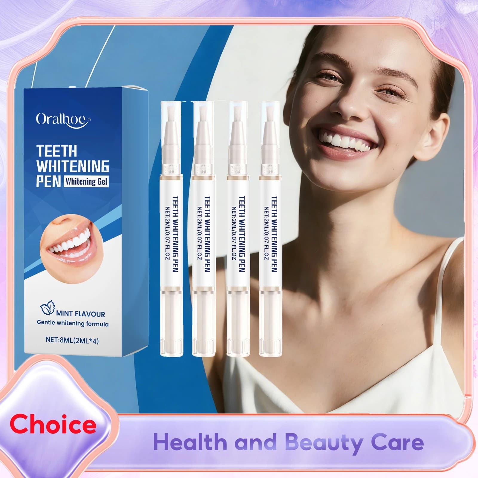 Tooth Whitening Set for Toothbrush Pens, Instant Removal of Macchies, Safe Smile Lighting Pen, Dental Hygiene Tool