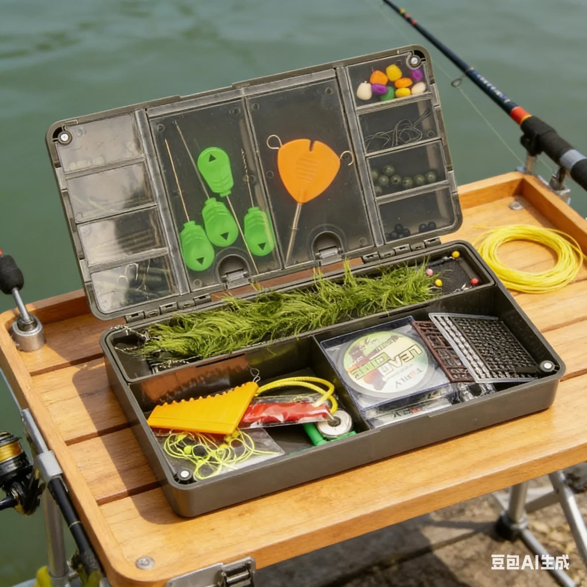 Scatola porta attrezzi da pesca con scomparti per montature da carpa e esche a ago, custodia per accessori da pesca alla carpa