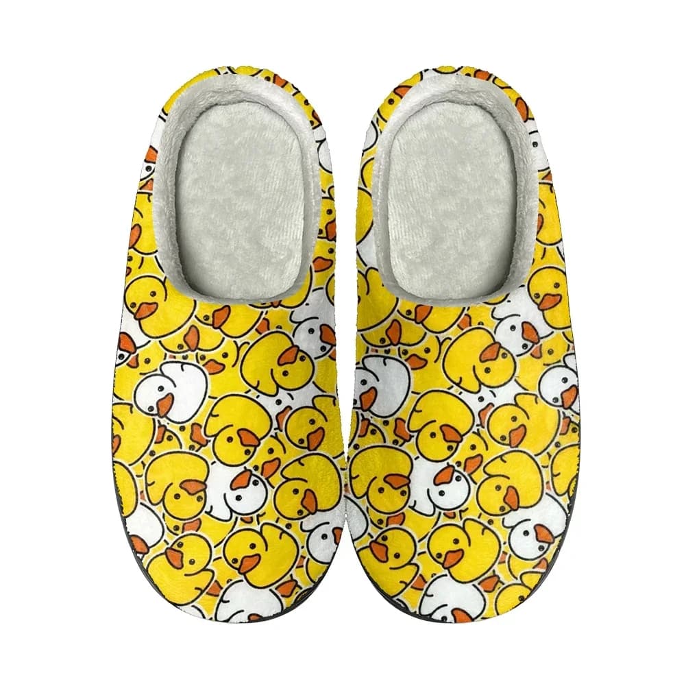 Cartoon Duck Graphic Home Cotton Custom Slippers Mens Womens Sandals Plush Fashion Casual Keep Warm Shoes Thermal Slipper