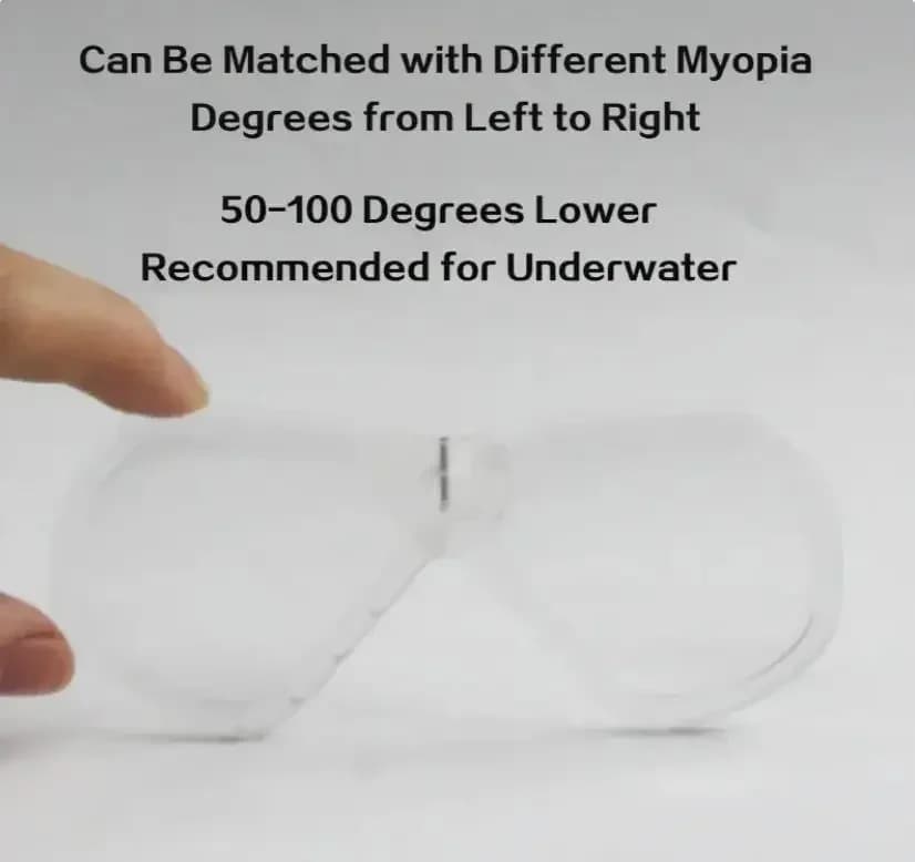 Maschere subacquee con tubo respiratorio e lenti per miopia, occhialini da snorkeling per miopi con sistema All-Dry