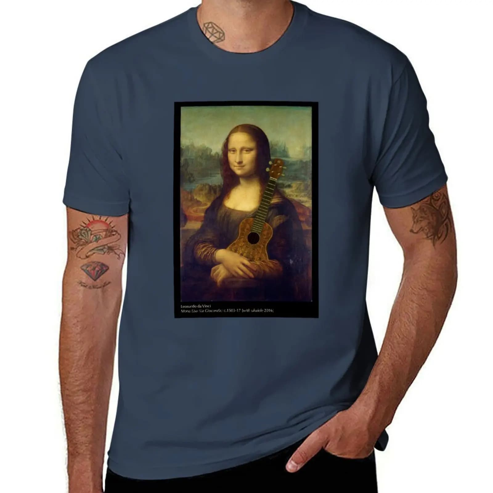 T-shirt Mona Lisa [con ukulele] T-shirt per le vacanze all'aperto