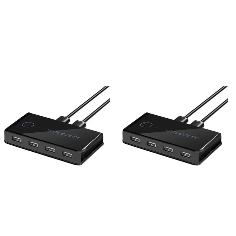X64A-2X USB KVM Switch USB Shared Switcher 2 In 4 Out For Laptop PC Keyboard Mouse Printer USB Switch Hub Adapter USB 2.0