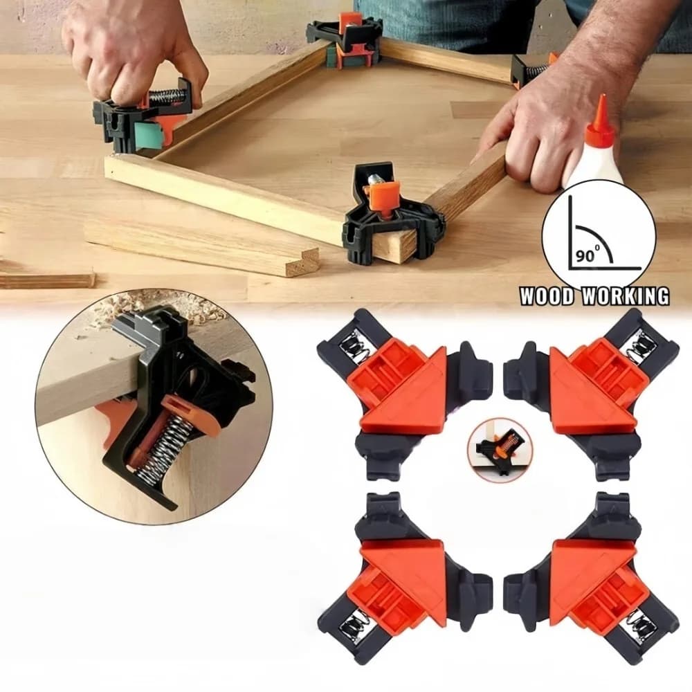 4PCS 90 Degree Right Angle Fixed Clip Adjustable Swing Photo Frame Corner Clip Woodworking Furniture Fixture Maintenance Tool