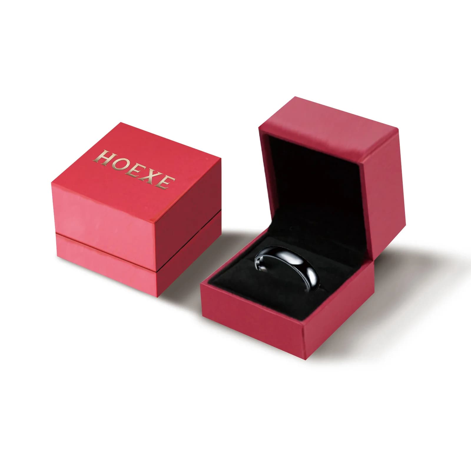 Anello Hoexe in ossidiana, acciaio inossidabile, liscio, minimalista, accessorio premium per uomo e donna, elegante fede nuziale