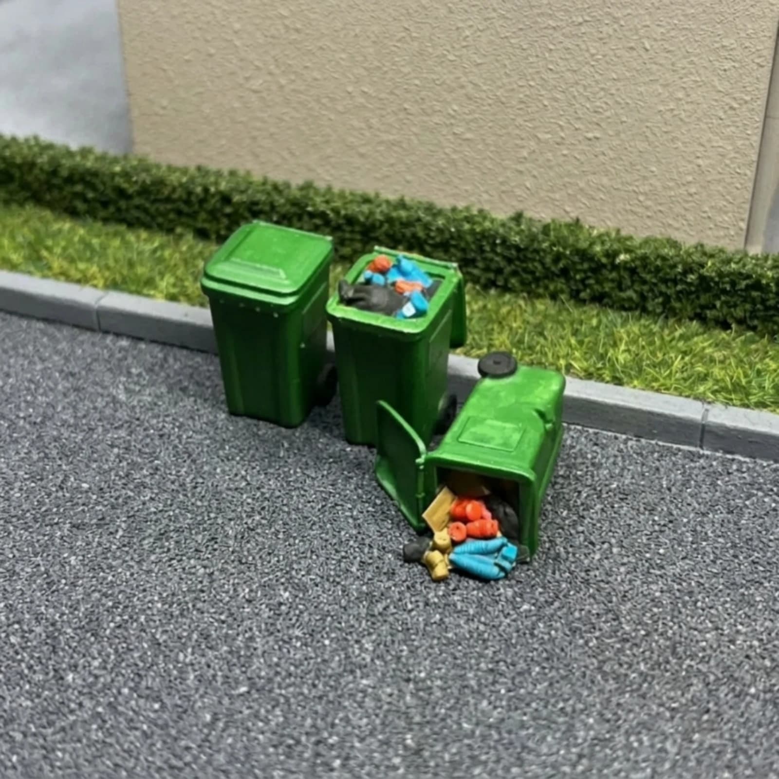 3 Pieces 1:64 Scale Trash Bin Detailed Scale Model Garbage Can Miniature Garbage Can Model Tiny Mini Waste Container Compact