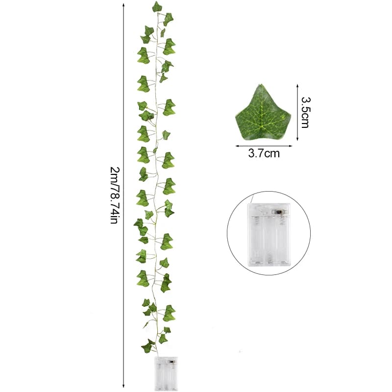 Luci a LED a forma di foglie di seta, rampicanti finte, ghirlanda di edera verde, 2/5/10M, per decorazioni domestiche, matrimoni, piante artificiali.