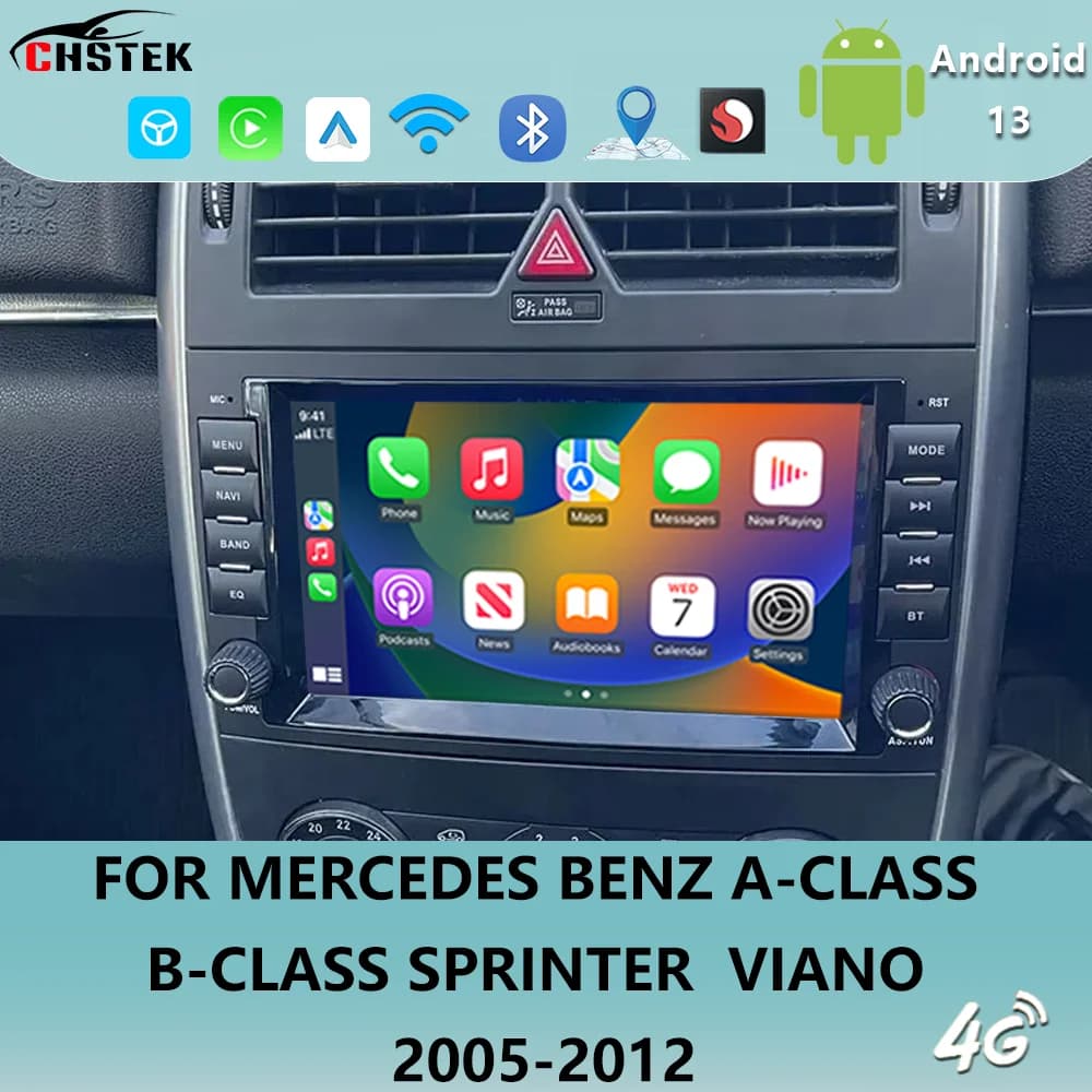 CHSTEK Bezprzewodowe CarPlay For Mercedes Benz Sprinter W906 A-Class W169 B-Class W245 Car Multimedia Player BT Navigation WiFi