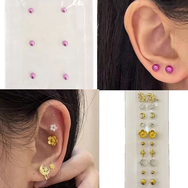 1pc Pearl Flower Moon Eye Wall decal Ear Care Seeds Auricular Earrings Wall decal Massage therapy Ago Patch Auriculotherapy