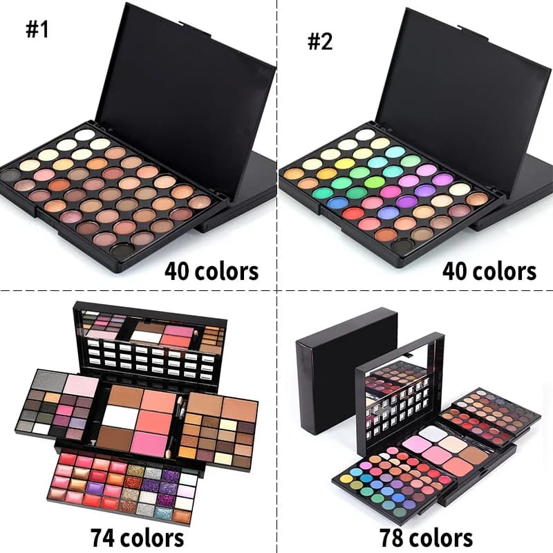 40/74/78 color glitter palette of waterproof matt eye shadows long-lasting powder pressed cosmetic kit woman fashion makeup tools