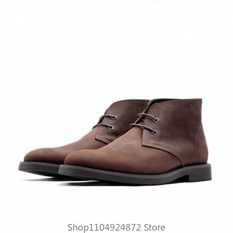 Stivali da Lavoro Vintage Artigianali per Uomo in Vera Pelle con Lacci, Stivali da Escursionismo e Deserto, Stile Britannico, Stivaletti Eleganti